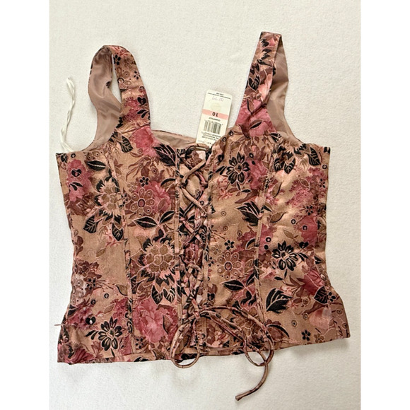 Bandolino Y2K Coquette Corset Top Floral Lace Fairycore Romantic Grunge‎ Sz 10 - Picture 2 of 11